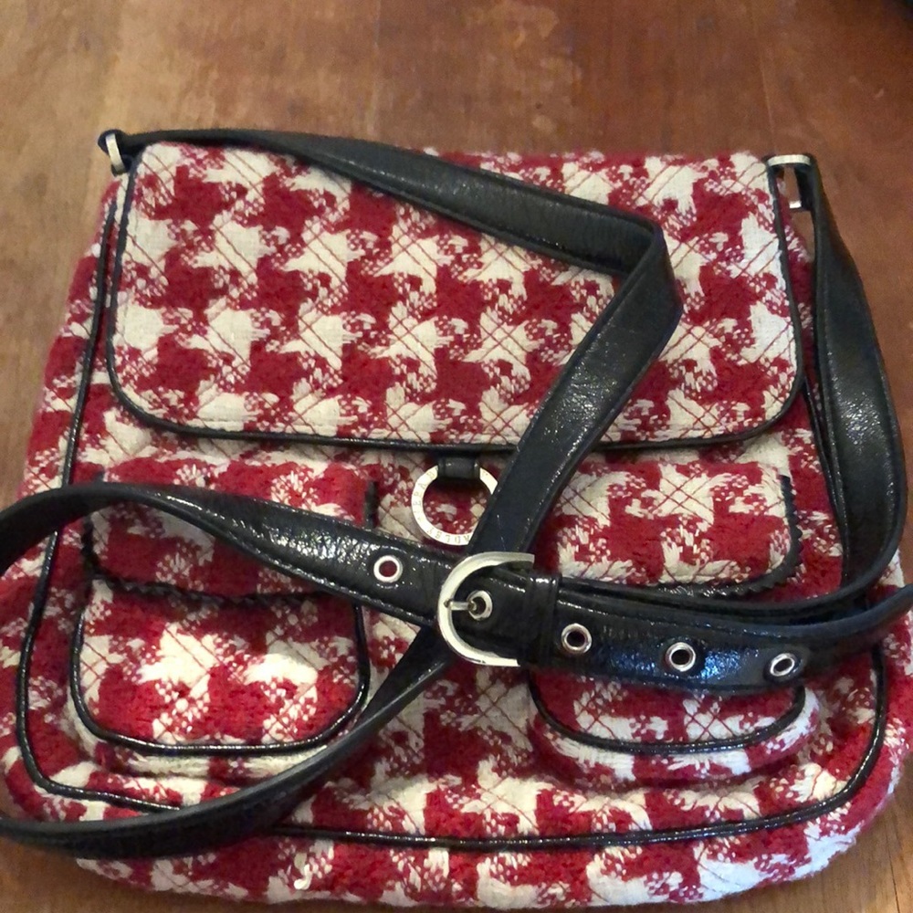 Vera Bradley saddle bag red plaid herringbone